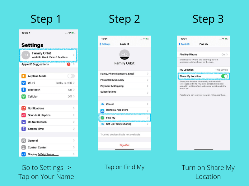 Turn On Share My Location in Find My iPhone