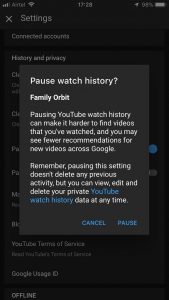 Pause YouTube History