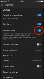 Enable Restricted Mode in YouTube