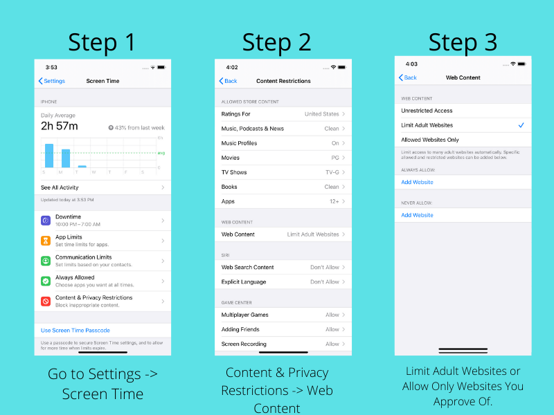 Restrict Websites with Screen Time on iOS