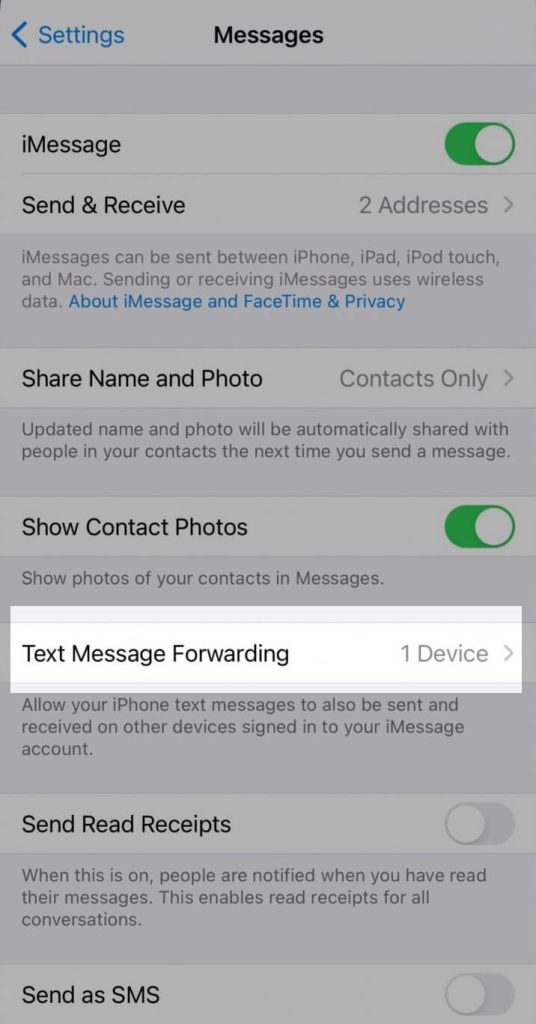 iphone automatically forward text messages