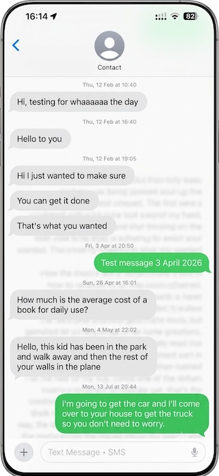 Viewing sent and received text messages in the iPhone Messages app
