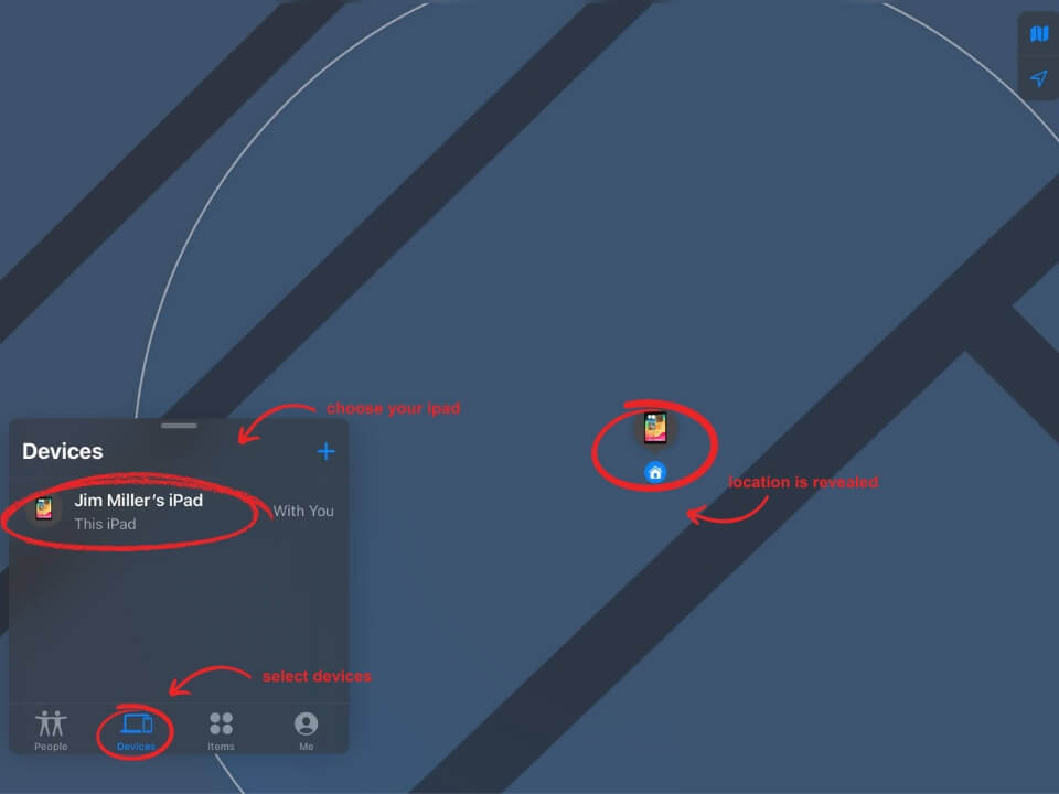 how to find the last location of my ipad